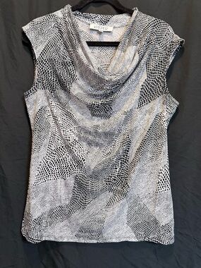 Kasper Black and White Cowl Neck Sleeveless Camisole